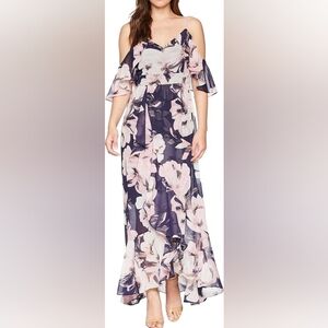 Vince Camuto Floral Maxi Dress in Pink and Navy